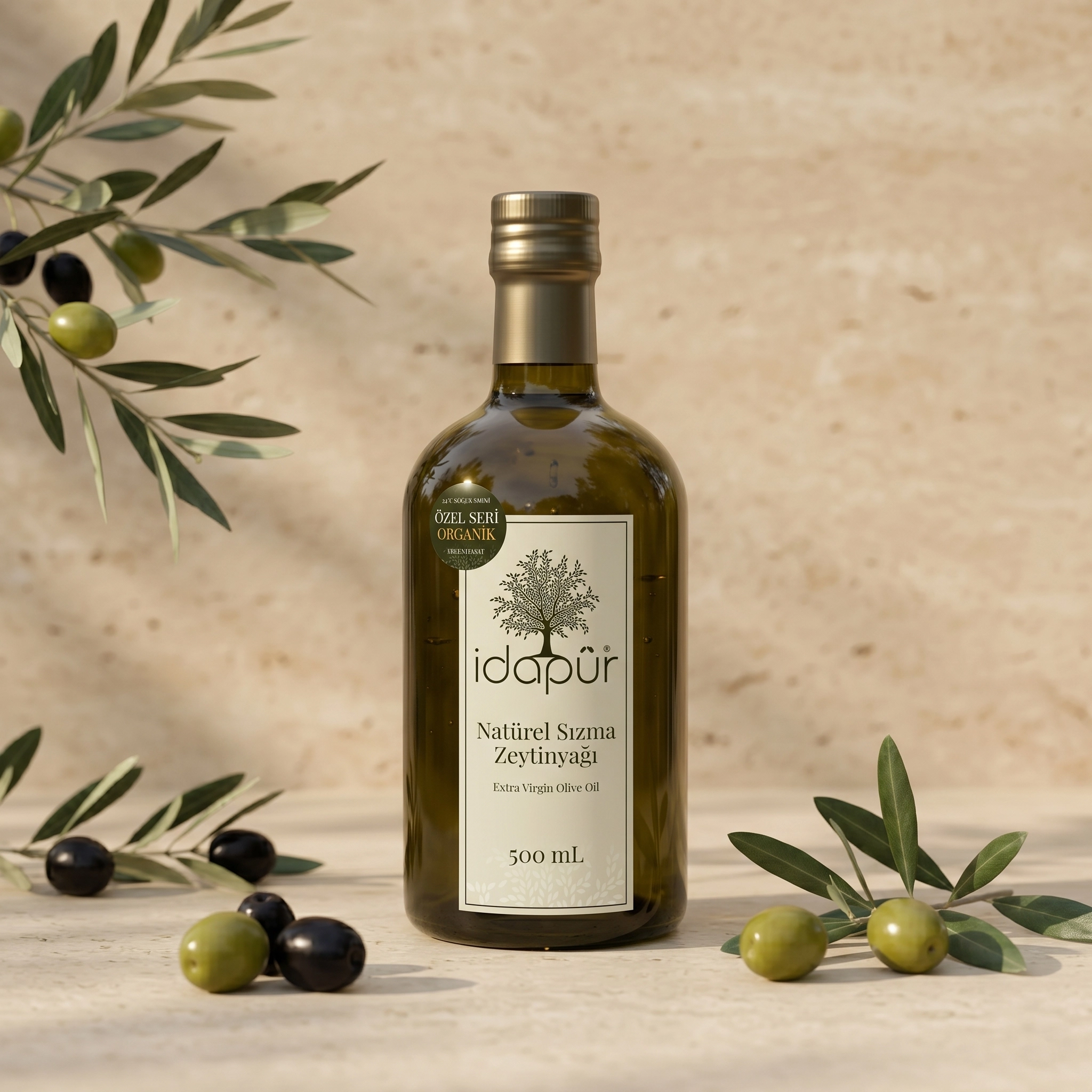 Organik Erken Hasat 21°C Soğuk Sıkım Natürel Sızma Zeytinyağı 500 ml (EVOO)